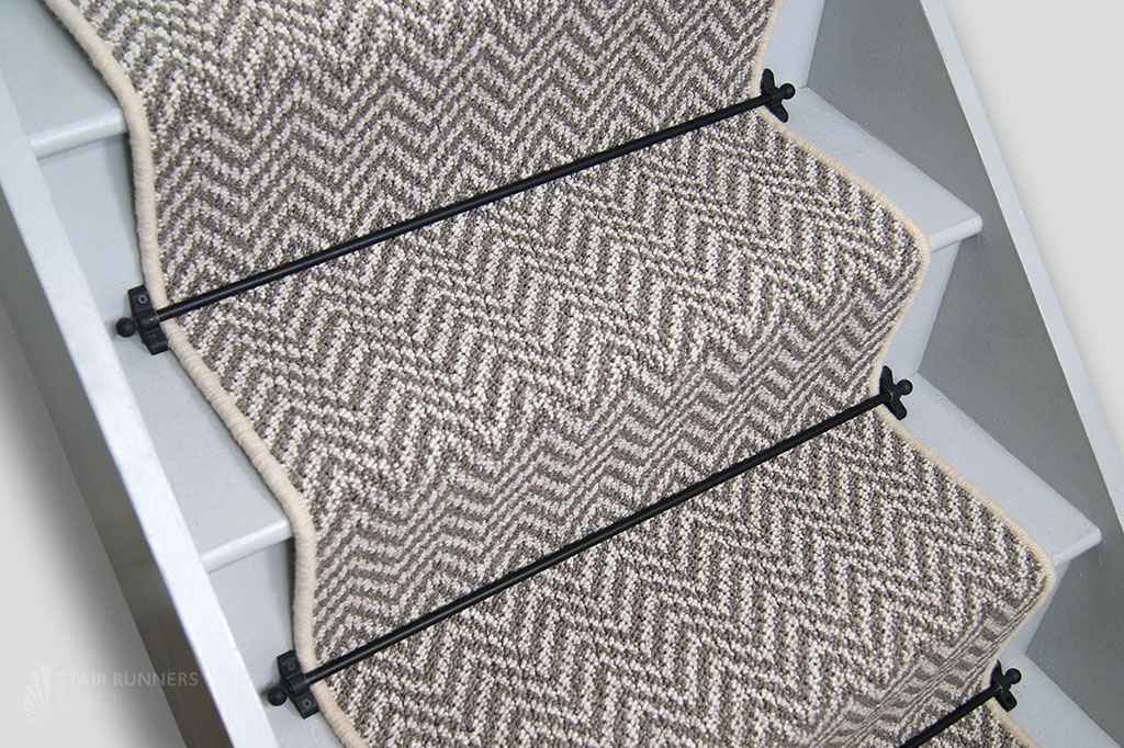Atlantic Herringbone Taupe Stair Runner