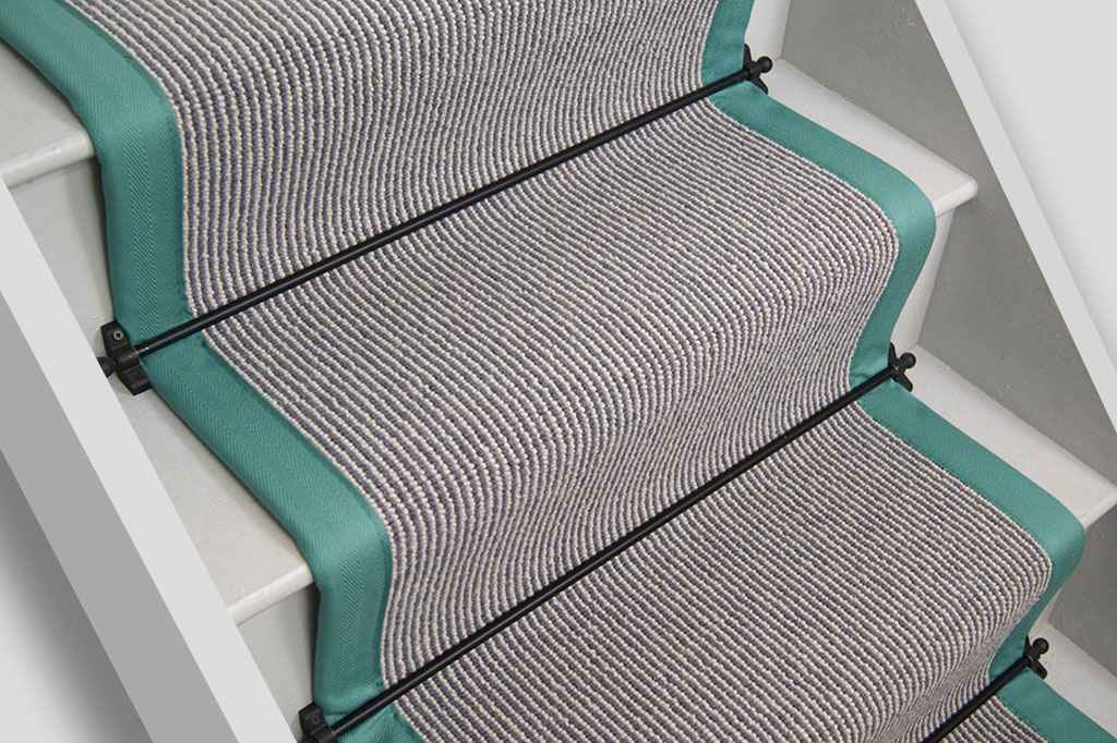 Country House Grey Shingle Striped Stair Runner 